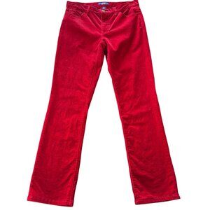 Ralph Lauren Chaps Red Velvet Corduroy Mid Rise Holiday Pants Size 4 Petite